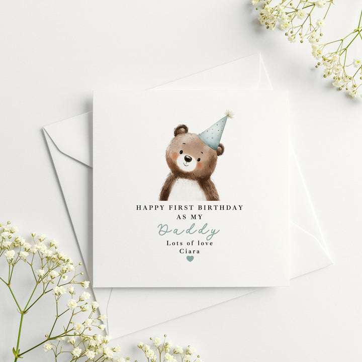 Personalised Blue Bear Happy Birthday Daddy Card