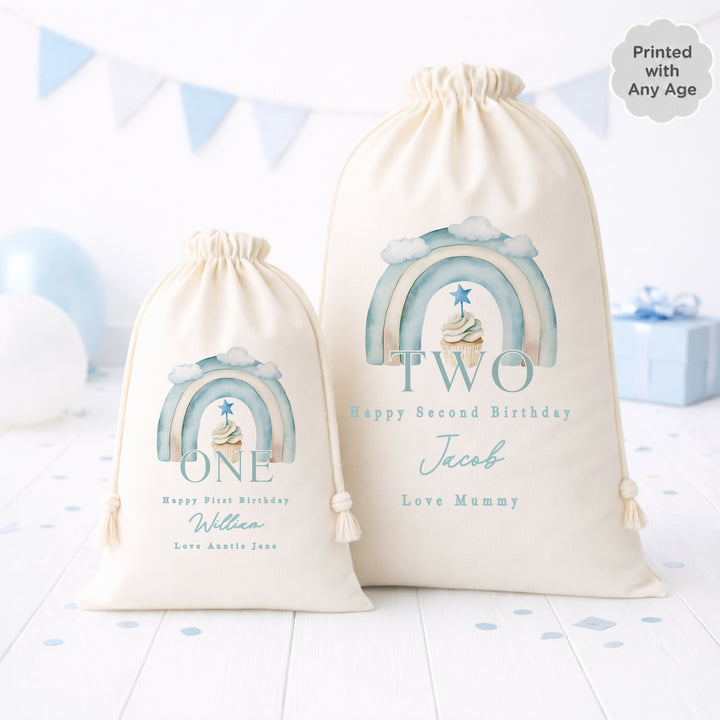 Personalised Blue Cupcake Birthday Gift Sack