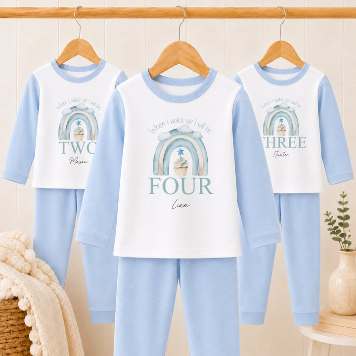 Personalised Blue Birthday Cake Any Age Birthday Pyjamas