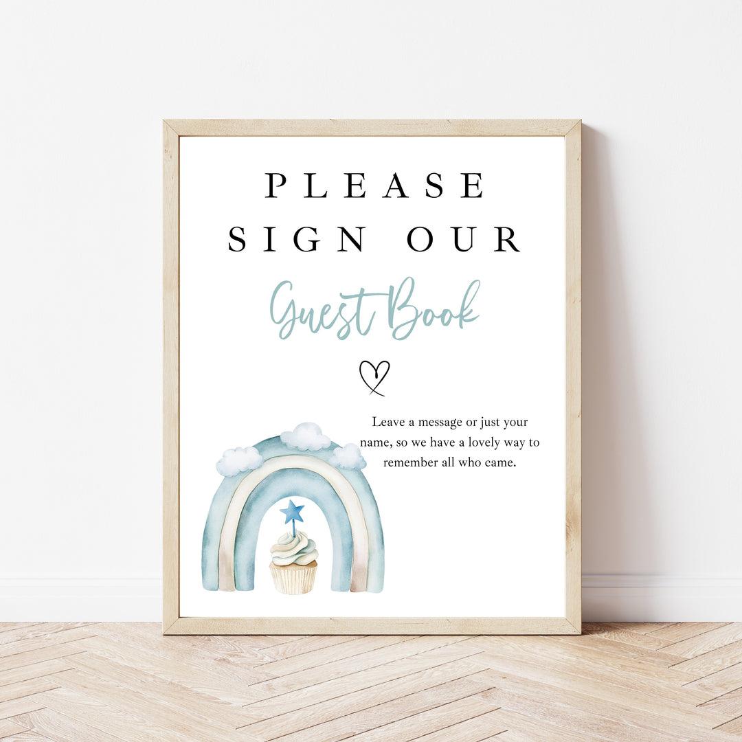 Personalised Blue Cupcake First Birthday Guest Book