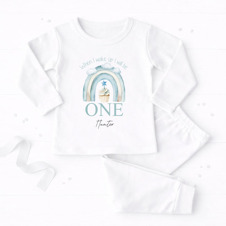 Personalised Blue Birthday Cake First Birthday Pyjamas