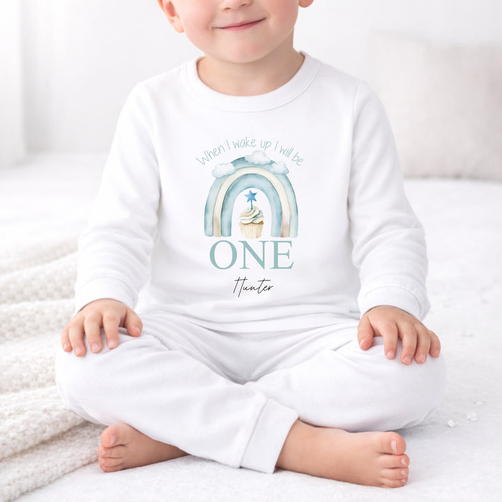 Personalised Blue Birthday Cake First Birthday Pyjamas