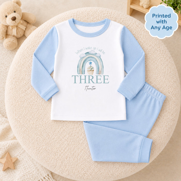 Personalised Blue Birthday Cake Any Age Birthday Pyjamas