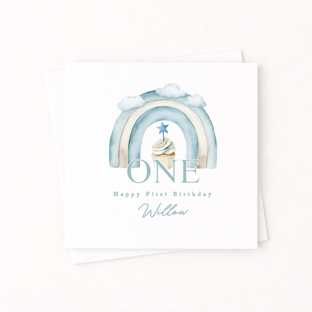 Personalised Blue Cupcake Birthday Card