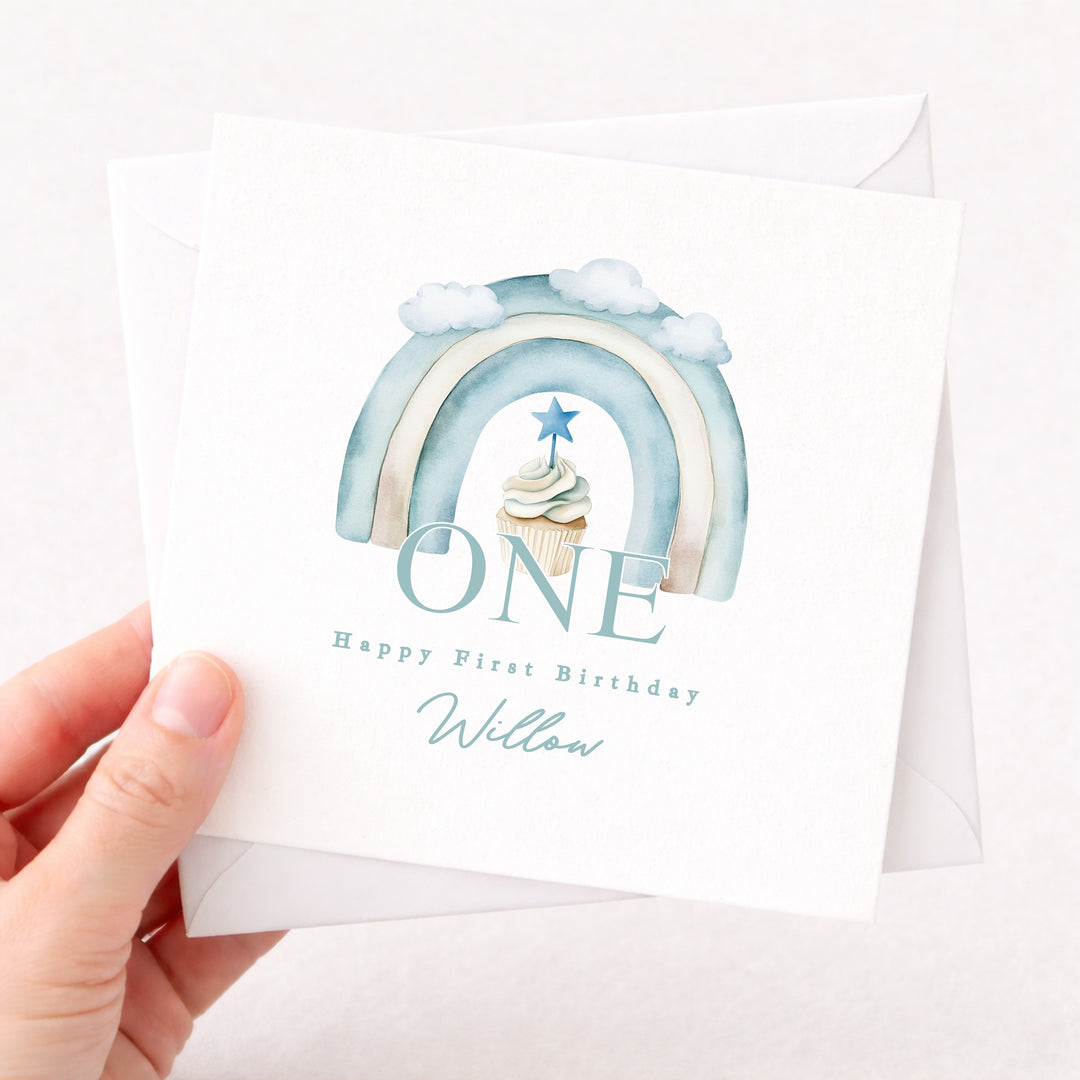 Personalised Blue Cupcake Birthday Card