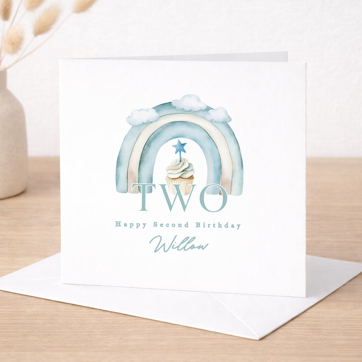 Personalised Blue Cupcake Birthday Card