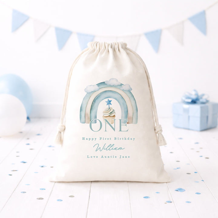 Personalised Blue Cupcake Birthday Gift Sack