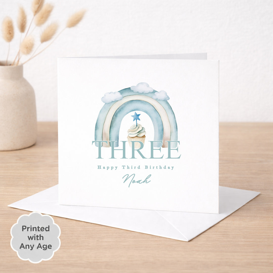 Personalised Blue Cupcake Any Age Birthday Card