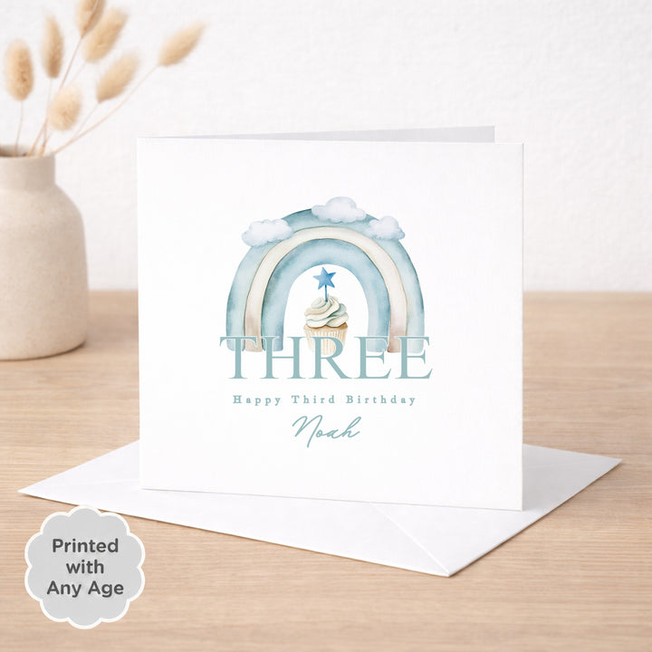 Personalised Blue Cupcake Any Age Birthday Card