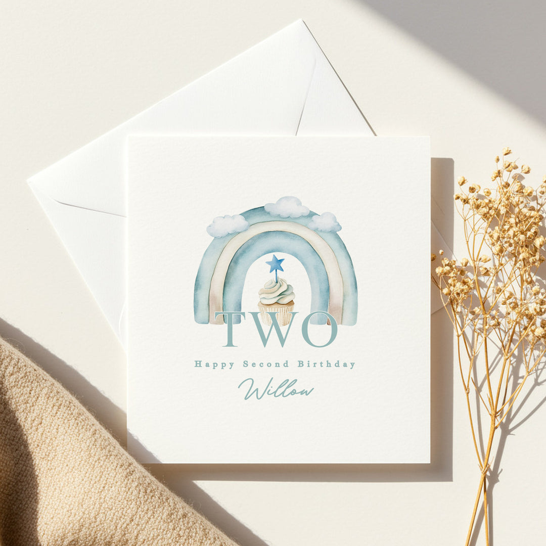 Personalised Blue Cupcake Any Age Birthday Card