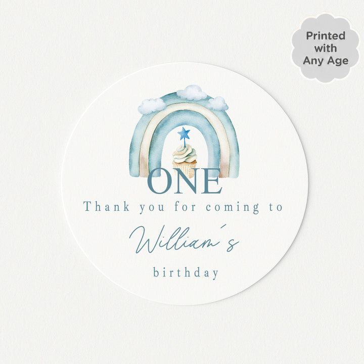 Personalised Blue Cupcake Birthday Stickers