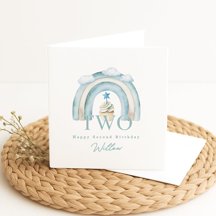 Personalised Blue Cupcake Any Age Birthday Card