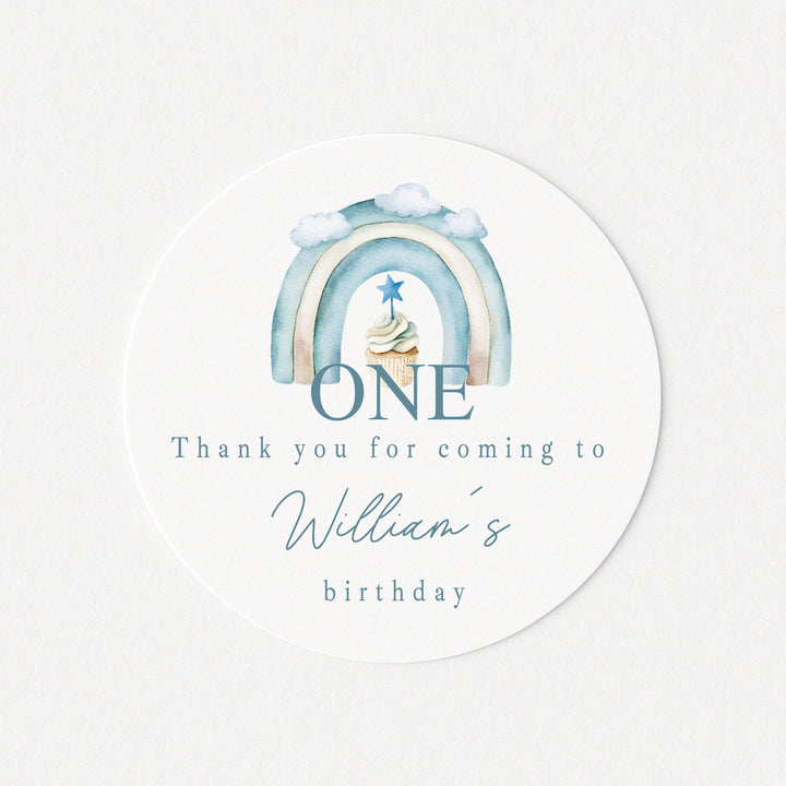 Personalised Blue Cupcake Birthday Stickers