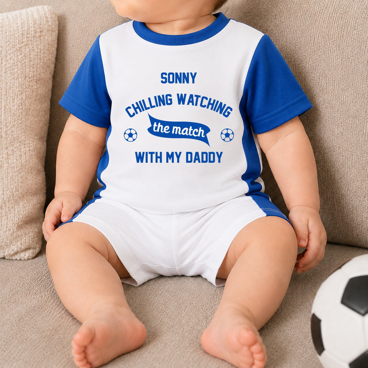 Personalised Blue Watching The Match With My Daddy Football Set