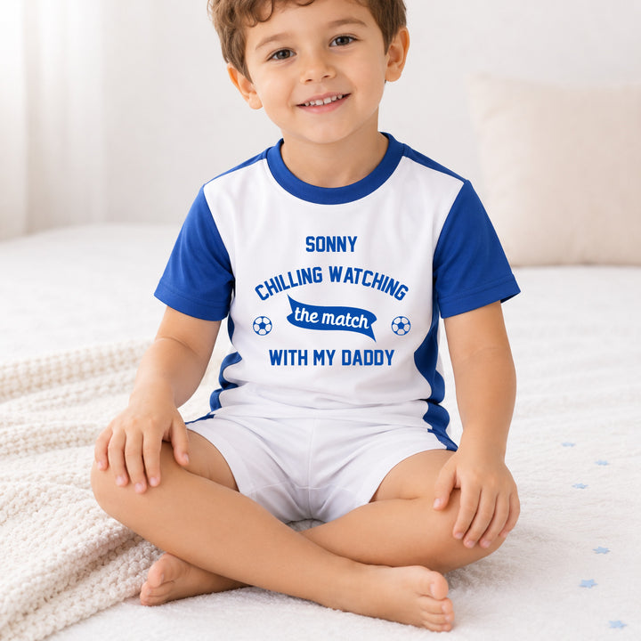 Personalised Blue Watching The Match With My Daddy Football Set