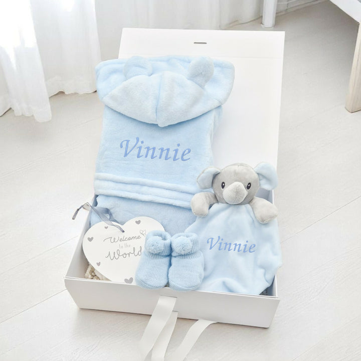 Boys Blue Dressing Gown & Comforter Personalised Gift Hamper Set
