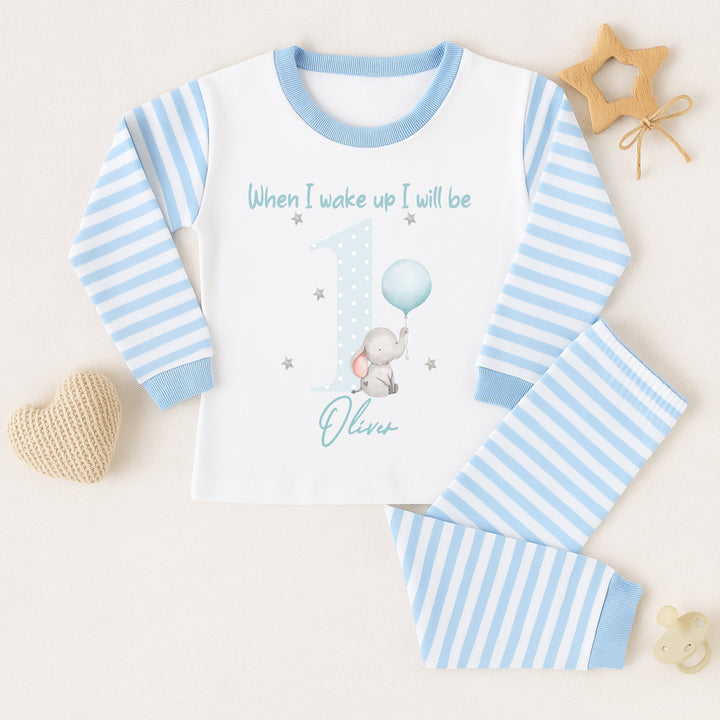 Personalised Blue Elephant Birthday Pyjamas