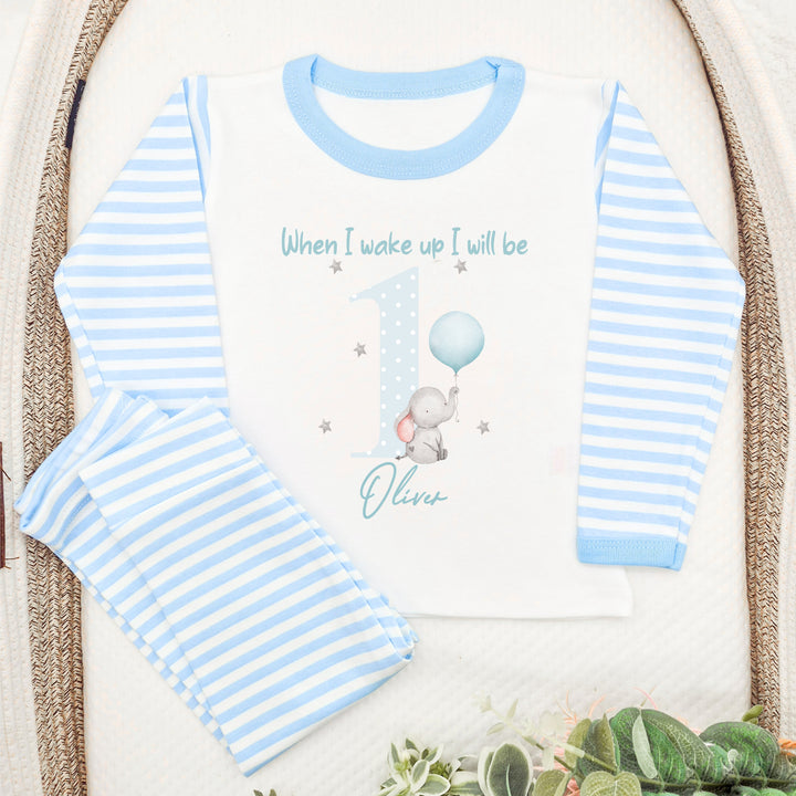 Personalised Blue Elephant Birthday Pyjamas