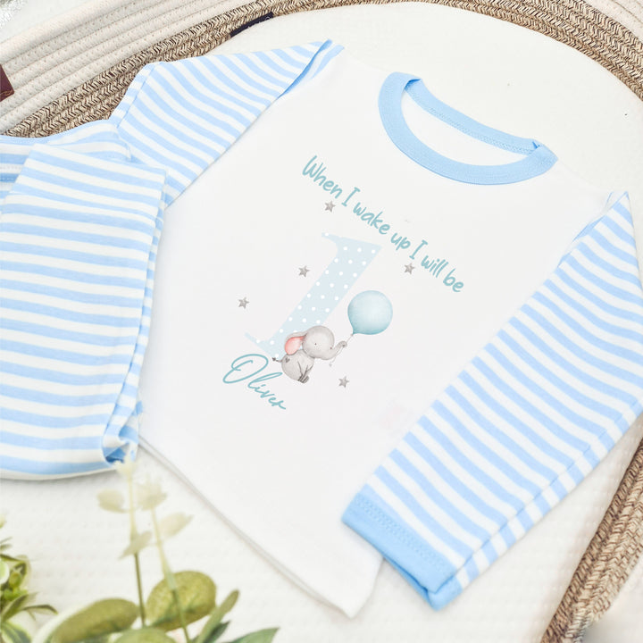 Personalised Blue Elephant Birthday Pyjamas