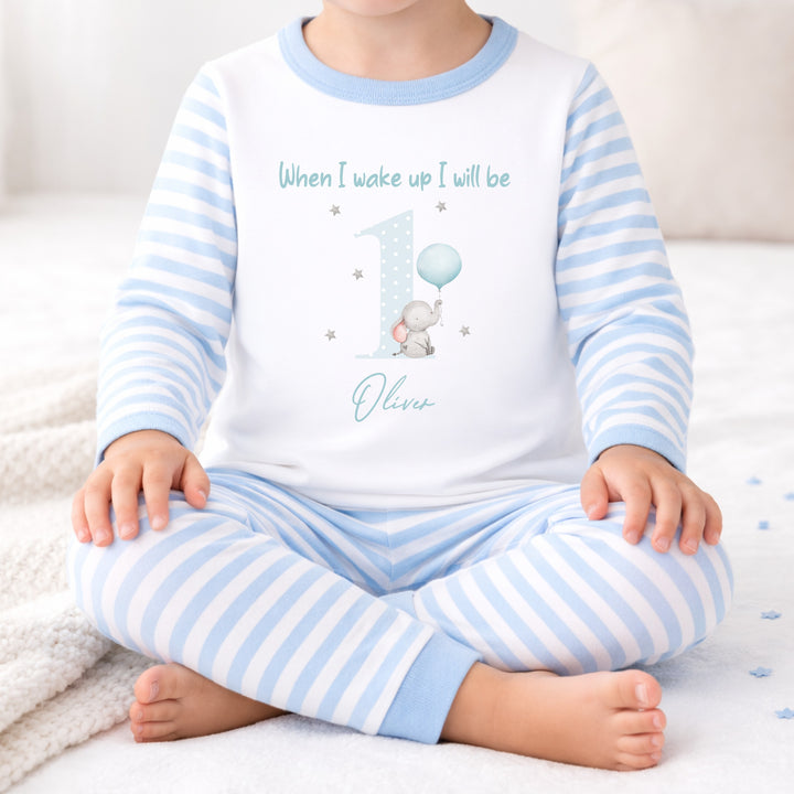Personalised Blue Elephant When I Wake Up I&