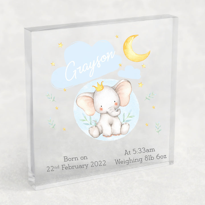 Personalised Blue Elephant Acrylic Plaque