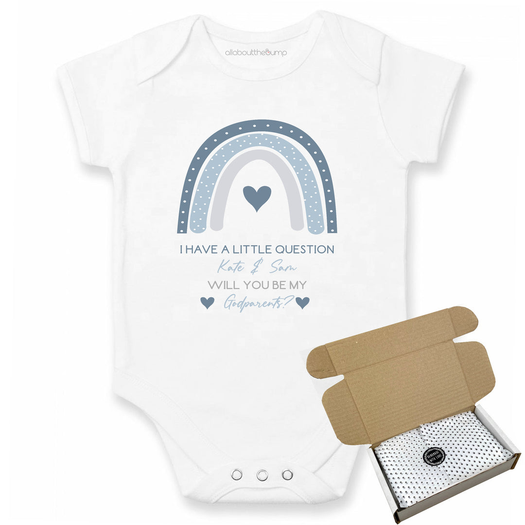 This baby announcement vest can be brought in a box lined with tissue paper