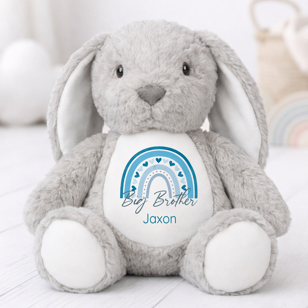 Personalised Blue Rainbow Big Brother Rabbit