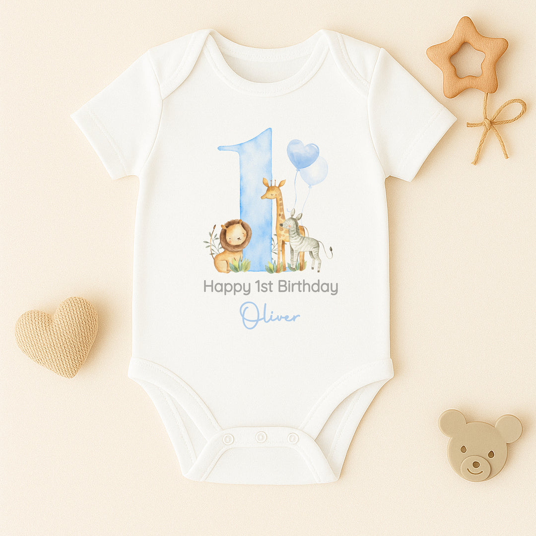 Personalised Blue Jungle Birthday Vest
