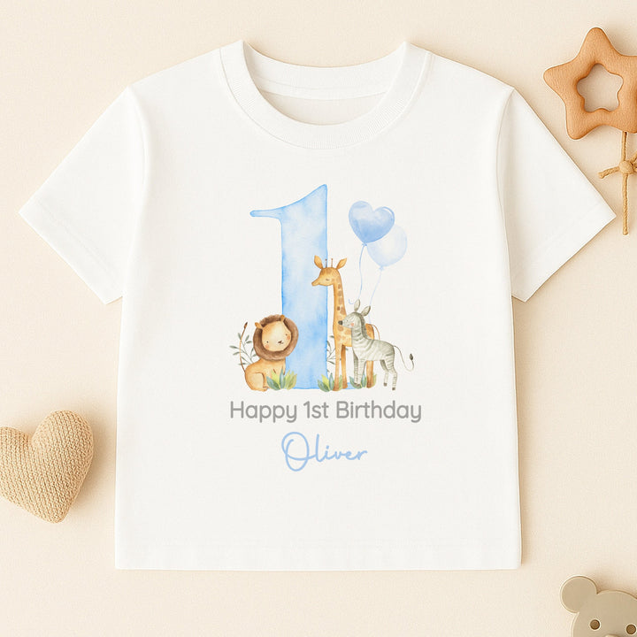 Personalised Blue Jungle Birthday T-shirt