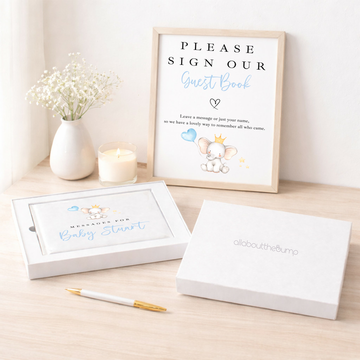 Personalised Blue Elephant Baby Shower Guest Book