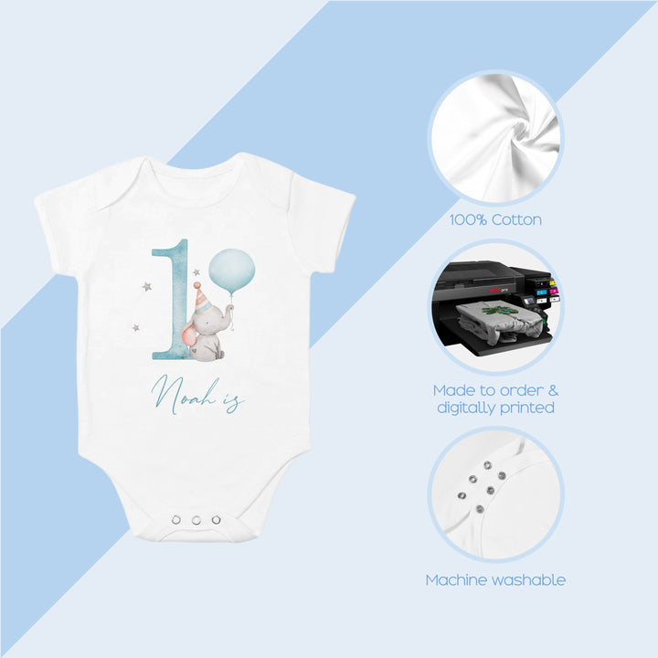 Personalised Blue Elephant Birthday Vest