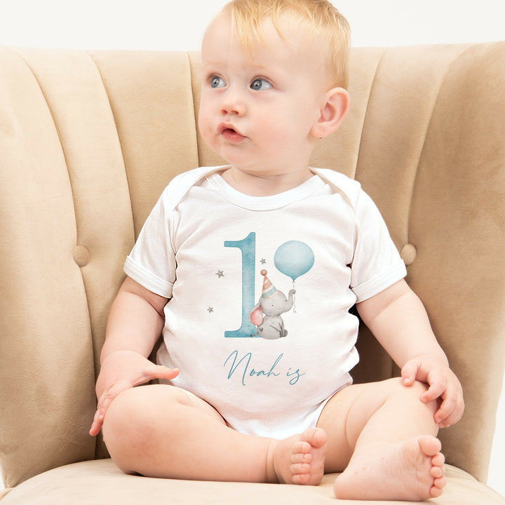 Personalised Blue Elephant Birthday Vest
