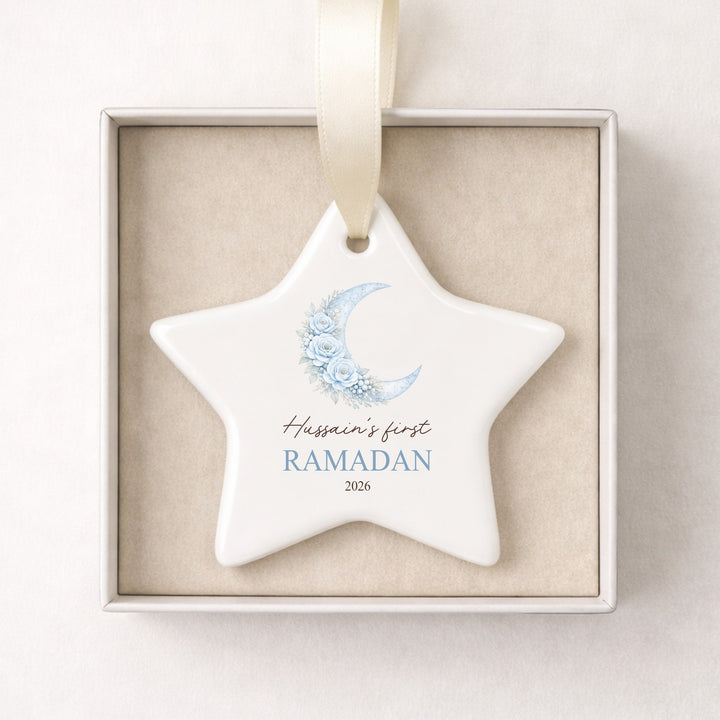 Personalised Pink Moon My First Ramadan Ceramic Ornament