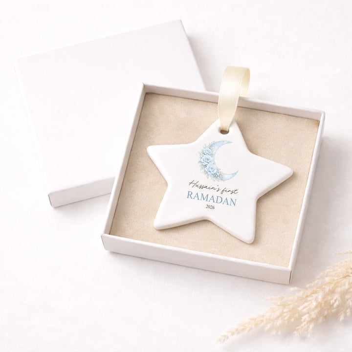 Personalised Pink Moon My First Ramadan Ceramic Ornament
