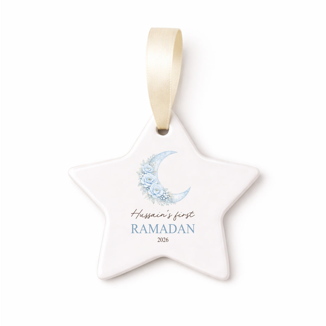 Personalised Pink Moon My First Ramadan Ceramic Ornament