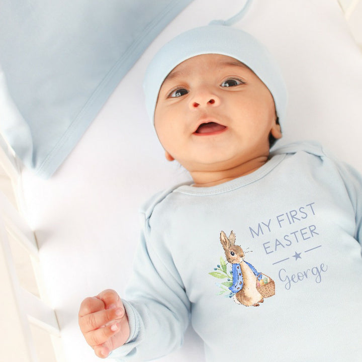 My First Easter Blue Rabbit Blue Babygrow/Vest