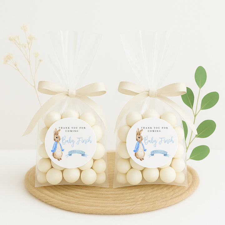 Personalised Blue Rabbit Baby Shower Stickers
