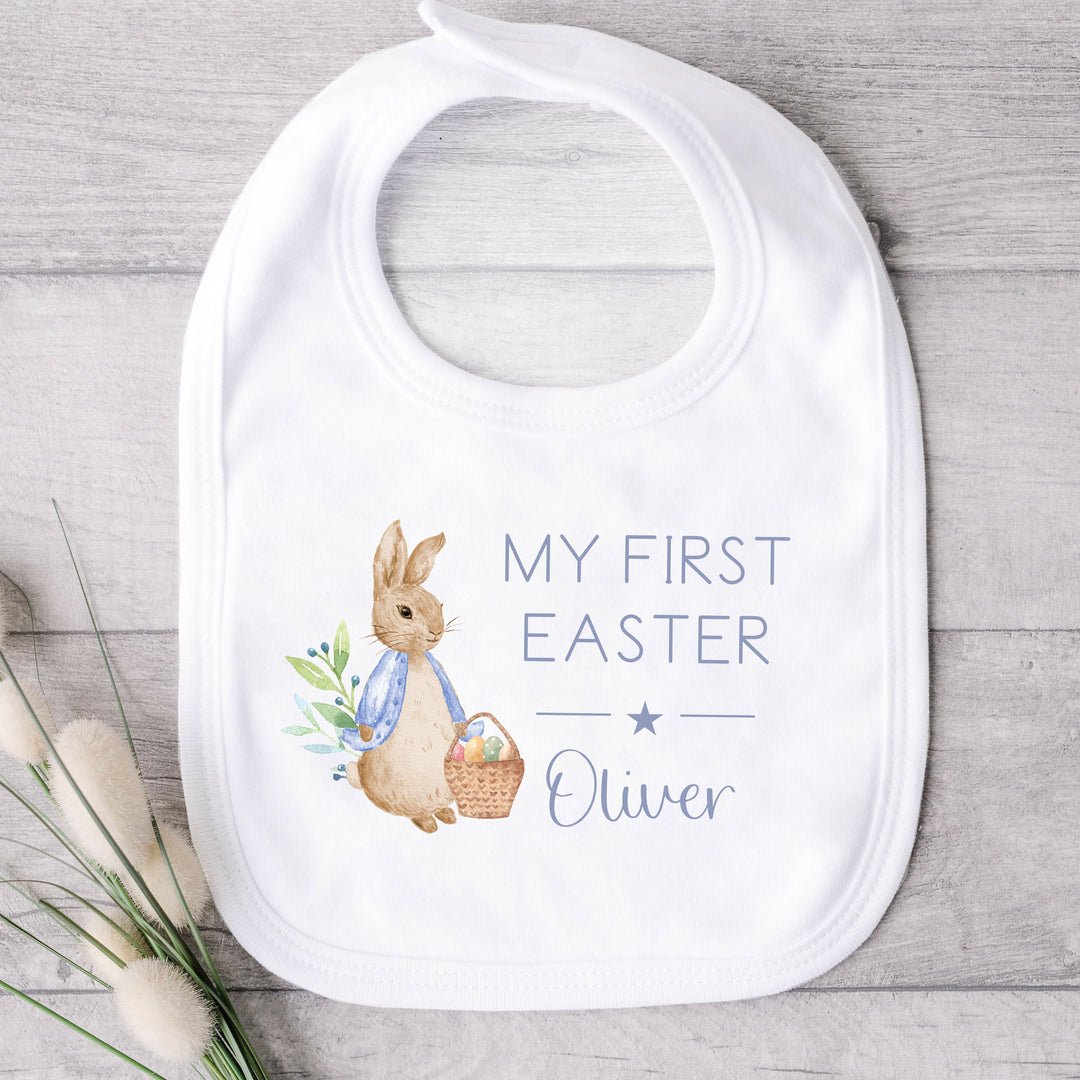 Personalised My First Easter Blue Rabbit White Babygrow/Vest