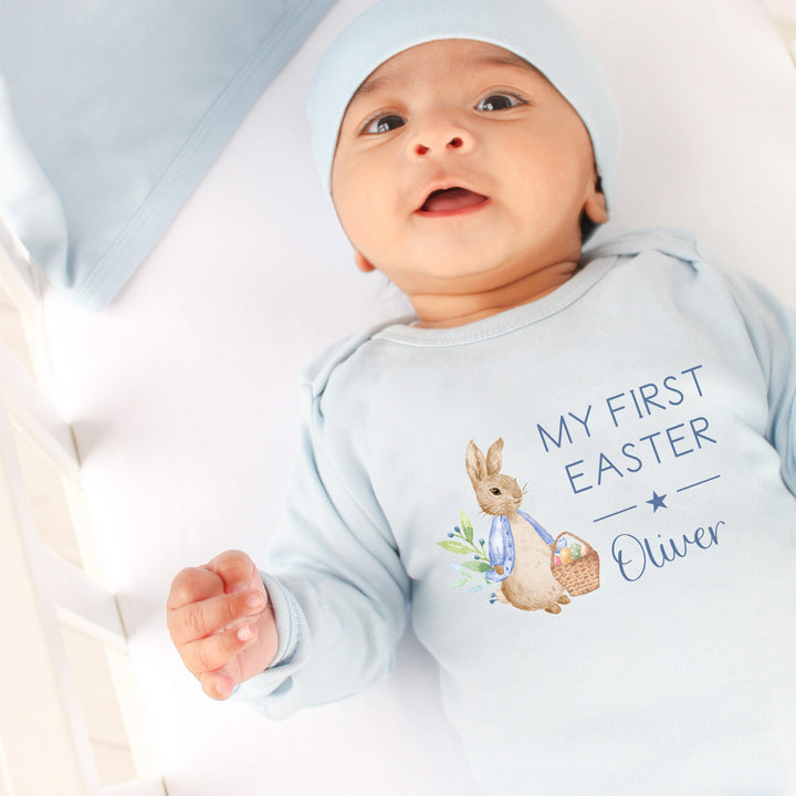 My First Easter Blue Rabbit Blue Babygrow/Vest