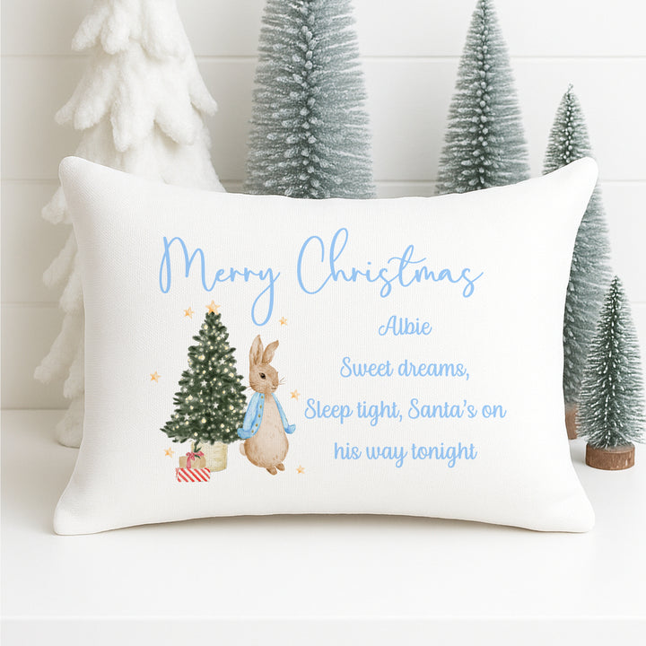Personalised Blue Rabbit Sweet Dream Christmas Eve Pillow Case