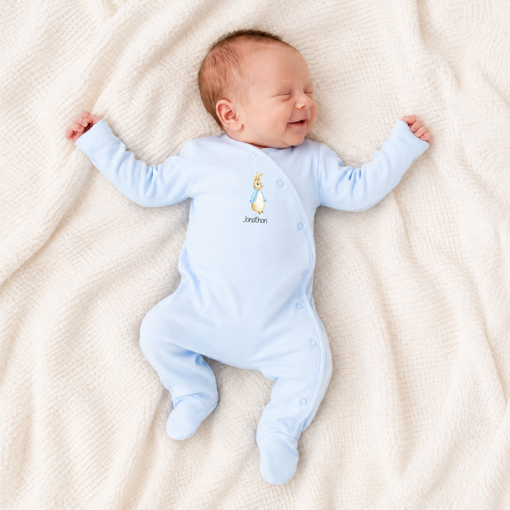 Personalised Boys Blue Bunny Coming Home Outfit