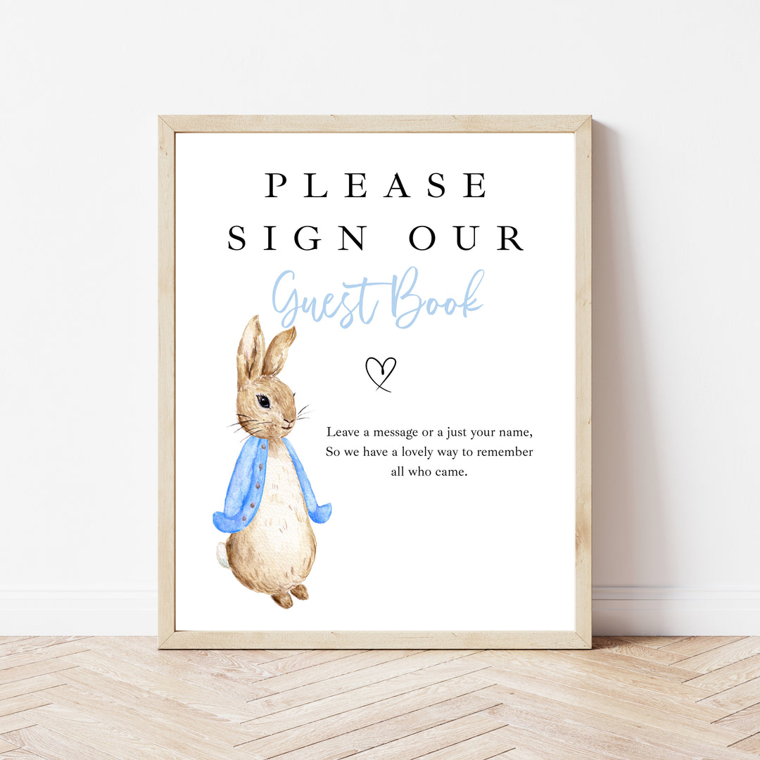 Personalised Blue Rabbit Birthday Party Guest Book