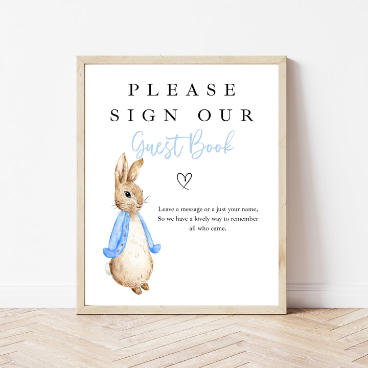 Personalised Blue Rabbit Birthday Party Guest Book