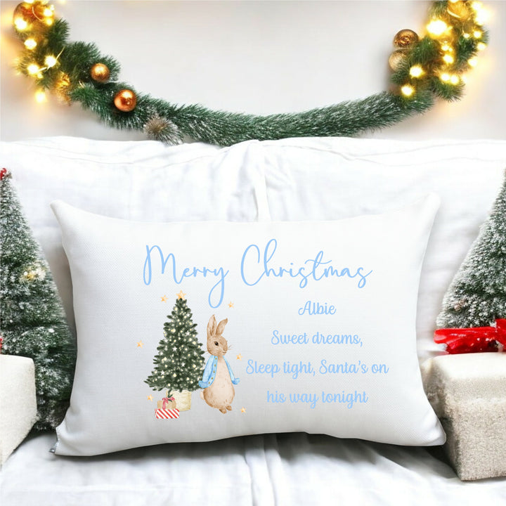 Personalised Blue Rabbit Sweet Dream Christmas Eve Pillow Case