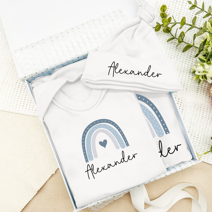 Personalised Blue Rainbow Hamper Clothing Gift Set