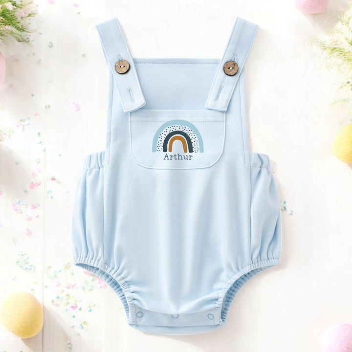 Personalised Blue Rainbow Dungarees