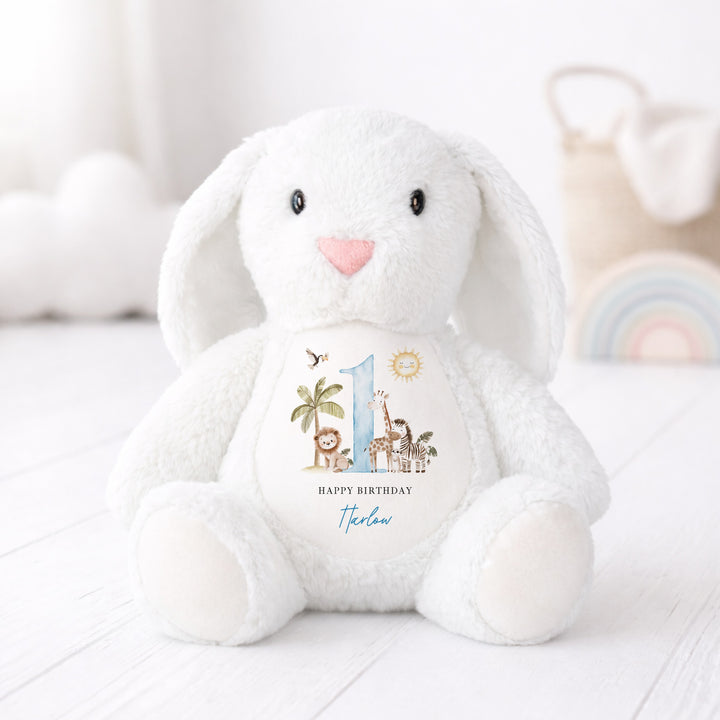 Personalised Blue Safari First Birthday Teddy