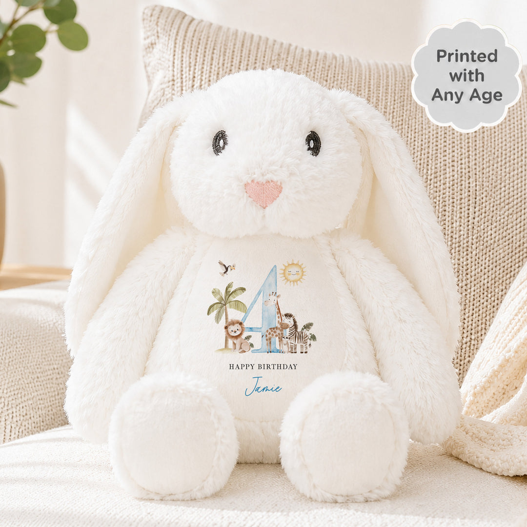 Personalised Blue Safari Any Age Birthday Teddy