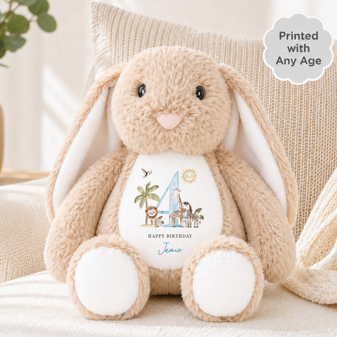 Personalised Blue Safari Any Age Birthday Teddy
