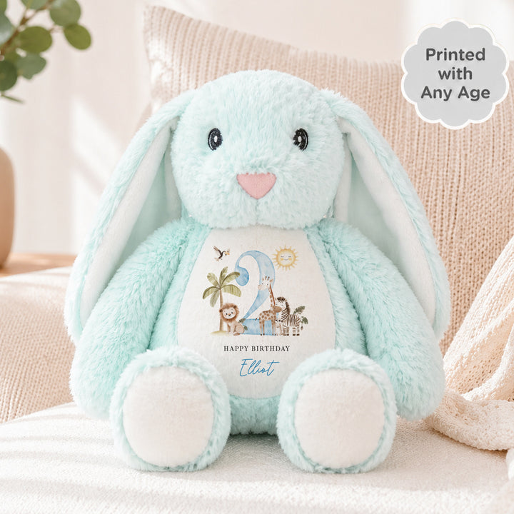 Personalised Blue Safari Any Age Birthday Teddy